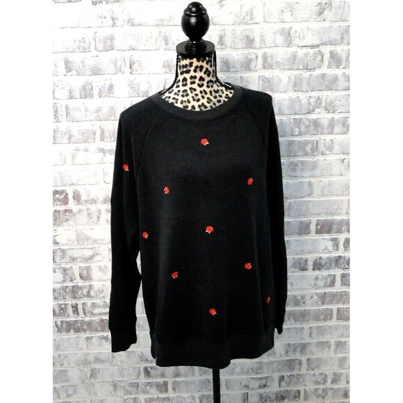 Victorias‎ Secret Pink Sweater Large Pullover  Sweatshirt Embroidered Roses - Picture 1 of 3
